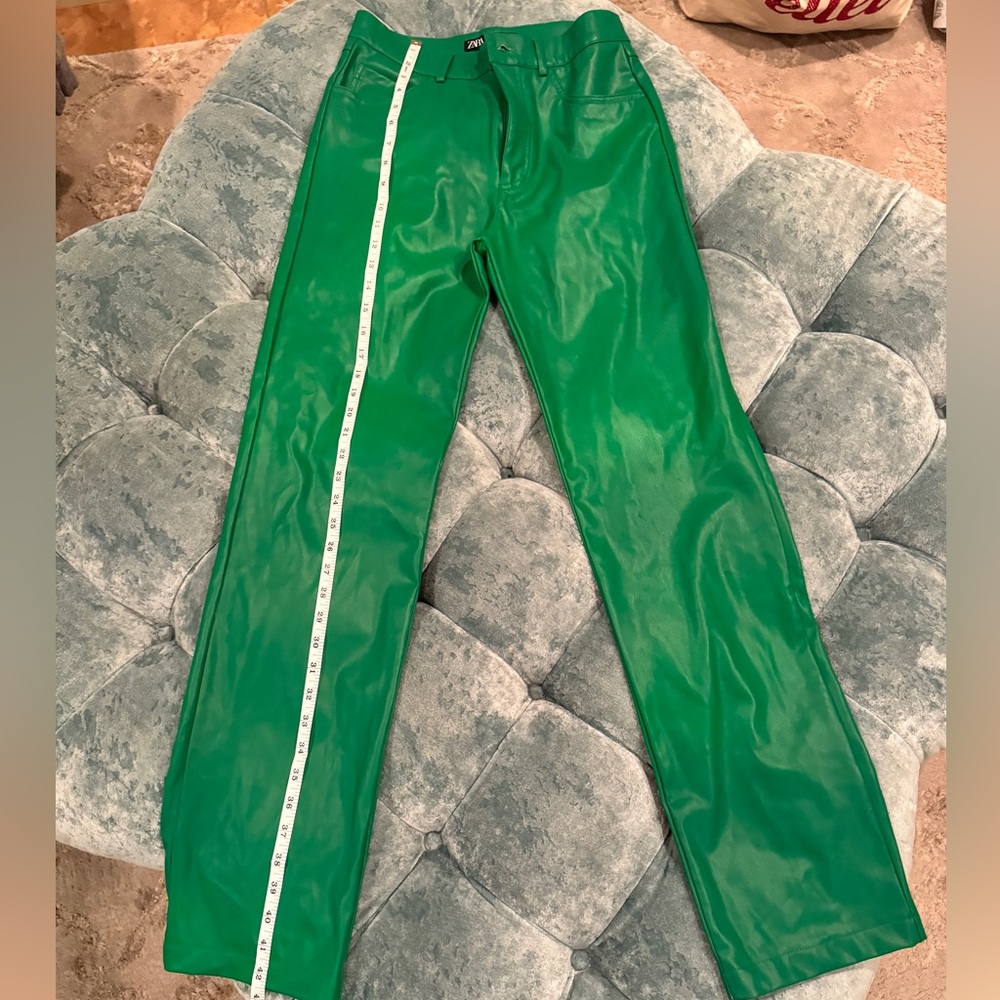 Zara Emerald Faux Leather Trousers